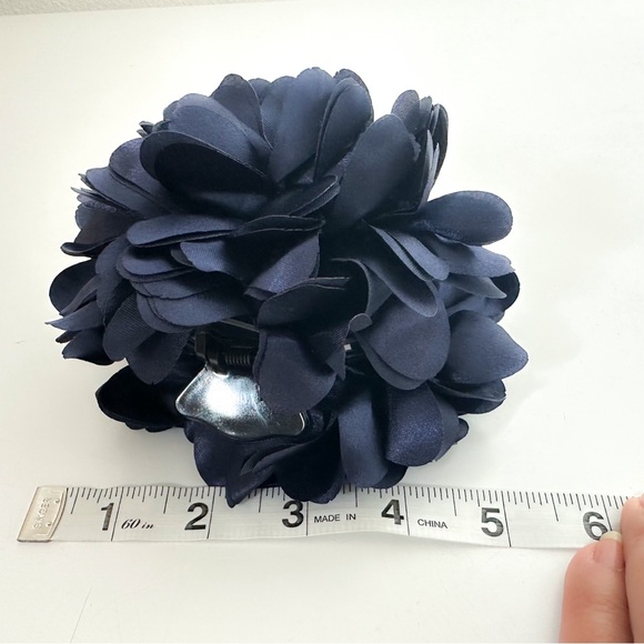 Big Boho Flower Hair Clip in Navy Blue - Picture 5 of 5